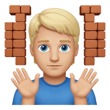 Un hombre italiano, rubio de ojos celestes con dos ladrillos como manos sticker