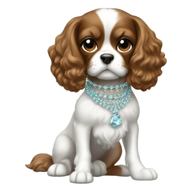 Brown and white cavalier wearing Tiffany blur accessories  sticker