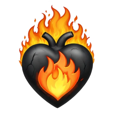 Black heart on fire sticker