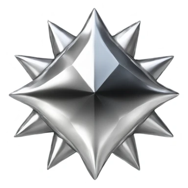 Silver chrome four-point star diamond, black sticker