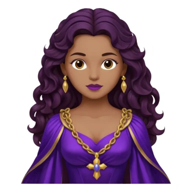 Hyacinth, Divine Hero from Gods and Goddesses with long dark brown wavy hair, deep purple outfit, tan skin sticker