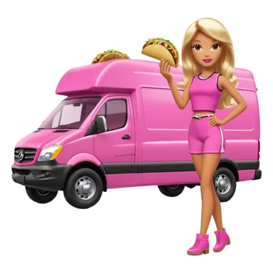 Barbie’s hot tacos Extended length Sprinter 4500 van high roof off road delivery truck capable of rock and desert racing  sticker