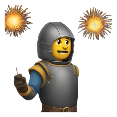 medieval Pyrotechnician seeing some fireworks go off in front of him sticker