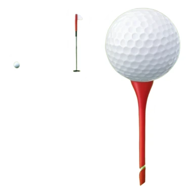 A golf ball resting on the grass of a lush golf course, with a golf club positioned nearby, ready for the next shot. The background features rolling green hills and a clear sky, highlighting the serene and precise nature of the sport. sticker