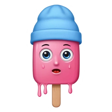 pink popsicle with eyes and beanie sticker