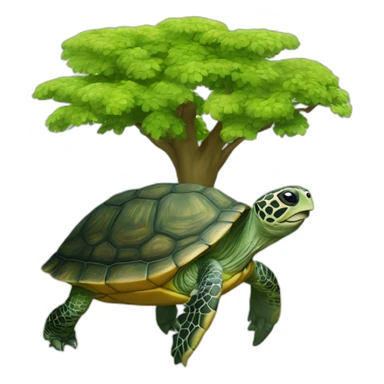 tortue avec un arbre sur elle sticker