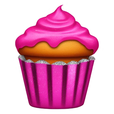 Hot pink muffin with glitter wrapping  sticker