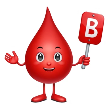 blood drop character holding a B.R.B. sign sticker