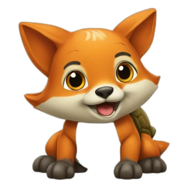 Renard sur une Tortue sticker
