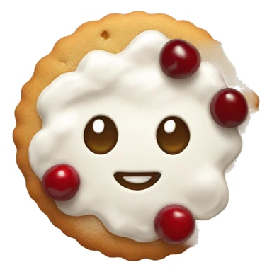 Biscuit with white icing and cherry sticker
