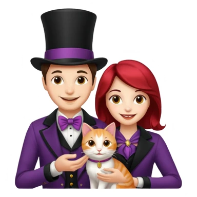 magician couple and their pet cat sticker