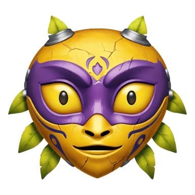 majoras mask mixed with the eyebrow raised emoji sticker