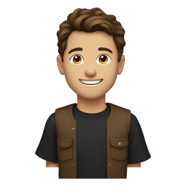 Teenage Albanian with brown hair blablack t shir an is smiling  sticker