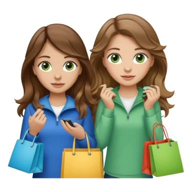 make me and my best friend togheter i have brown hair that falls on my shoulders and brown eyes and she has really long wavy brown hair with a little blonde and green/blue eyes we are shopping and i have BROWN eyes sticker
