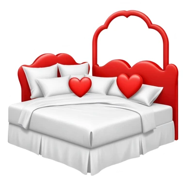 double bed with a large red heart replacing the headboard sticker
