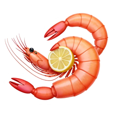cooked shrimp with lemon slice sticker