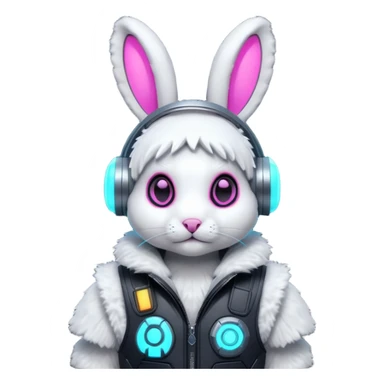 cute cyberpunk rabbit, neon ear implants, cyber armor vest, glowing circuits, futuristic vibe, 3D cartoon, mobile game icon style, clean background, no text, no watermark
 sticker