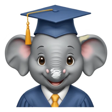 happy elephant wearing a graduation cap sticker