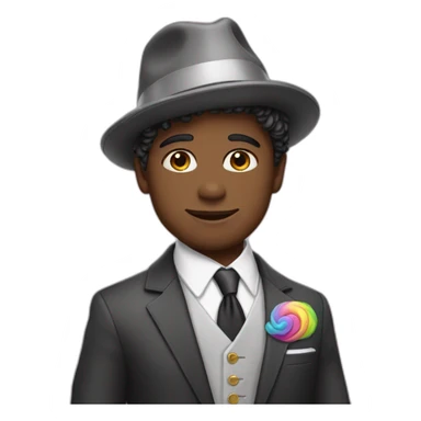 Posh-boy-with-suit-and-rainbow-unicorn-hat sticker