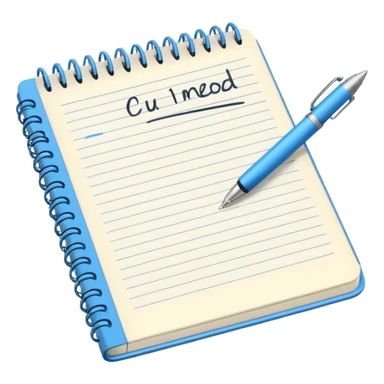 open notebook with lined pages and notes sticker