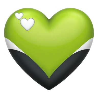 Lime green, white, grey, and black heart sticker