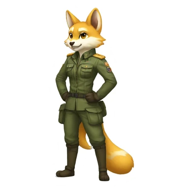 Anthro Fur-Sona-Fakémon with a military outfit Full Body sticker