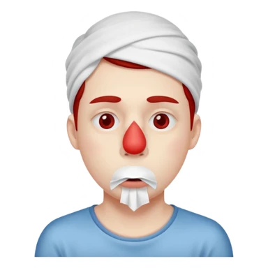 sick person with tissue on nose, fever and red nose. sticker