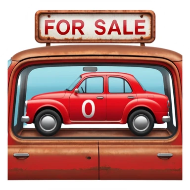 a car with a big capital letters for sale sign painted onto the window sticker