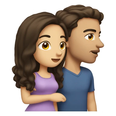 brunette boyfriend and girlfriend kissing sticker