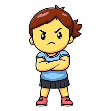 Upset girl crossing her arms with angry expression sticker