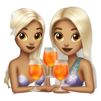 Three beautiful mermaids (light skin) drinking aperol sticker