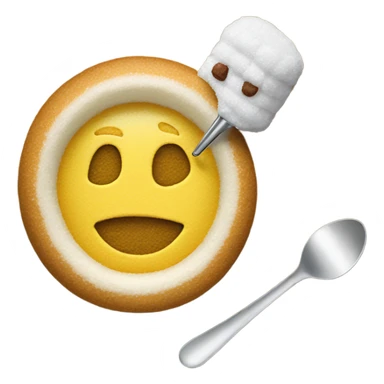 Make emoji with a spoon of suger that all over a table with a lighter sticker