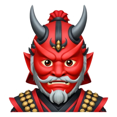 samurai Lord Garmaddon oni mask red, black, like sticker