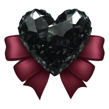 crystal black heart with burgundy bow sticker