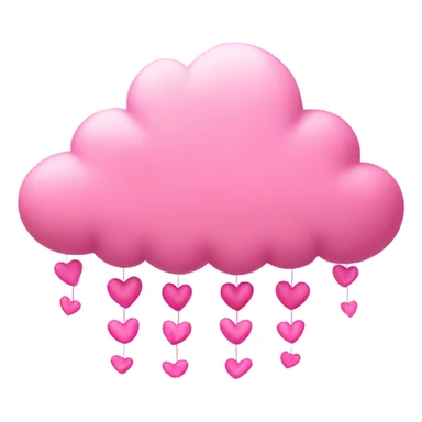 Pink cloud with dangling pink hearts  sticker