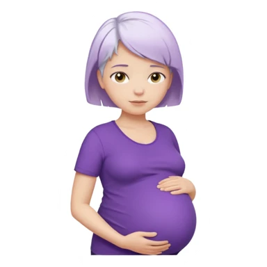 pregnant women with purple shirt, short white hair, head, neck and upper abdomen sticker