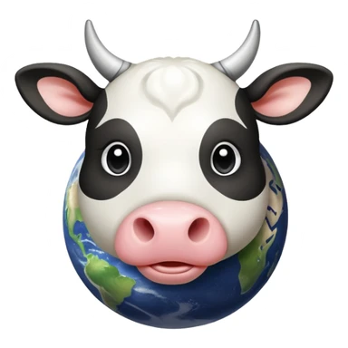 A playful cow-Saturn hybrid with the cow's head on top of the ringed planet, udders visible underneath, and legs sticking out from the sides sticker