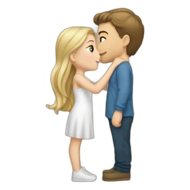 white girl kissing white boy sticker