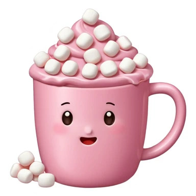 Pinke Tasse heiße Schokolade mit mini marshmallow , ohne Gesicht sticker