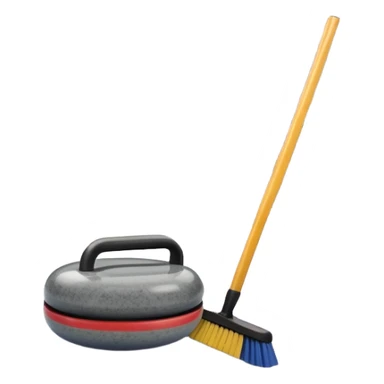 An icon showing a close-up of a curling stone sliding across the ice with a broom beside it. The scene is set in a brightly lit stadium, with detailed spectator stands in the background. Transparent background highlights the focus, skill, and atmosphere of the curling sport. sticker