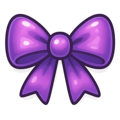 purple bow emoji, cute and shiny, with a gradient effect sticker