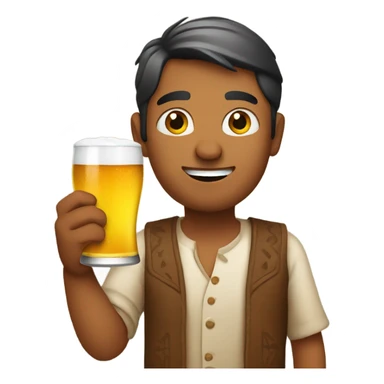 An Indian holding a beer sticker
