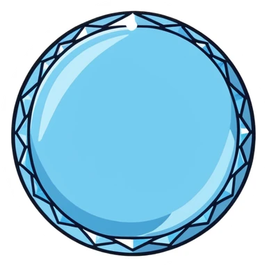 A round cut light blue celestite gem with multiple facets, sparkling and shimmering light blue crystal sticker