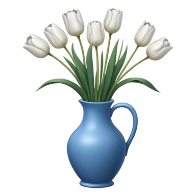 White tulips Flowers in a blue vase sticker