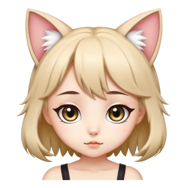 cute chibi anime catgirl with big eyes, cat ears and tail sticker