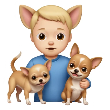 A child with Down syndrome beating a Chihuahua sticker