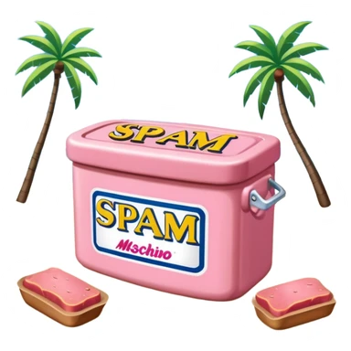 Moschino style pink SPAM Miami beach painting landscape sticker