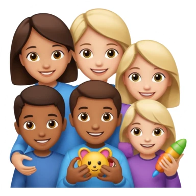 enfants qui partagent un jouet sticker