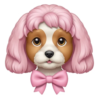 Coquette white cavoodle wearing light pink coquette bows  sticker