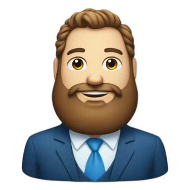 blue eyes fat smiling man with a long brown beard in a blue suit sticker